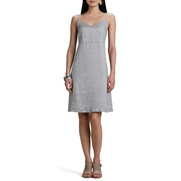 Eileen Fisher Twinkle Silver Linen Slip Dress XS - Picture 2 of 12